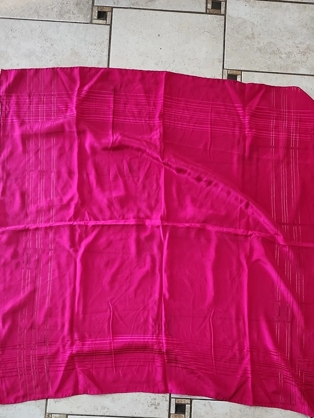 Vibrant Fuchsia Square Silk Scarf With